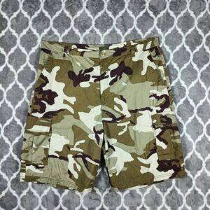 Camo Cargo Shorts Mens 44 Brown Multi Pocket Army Canvas Eddie Domani